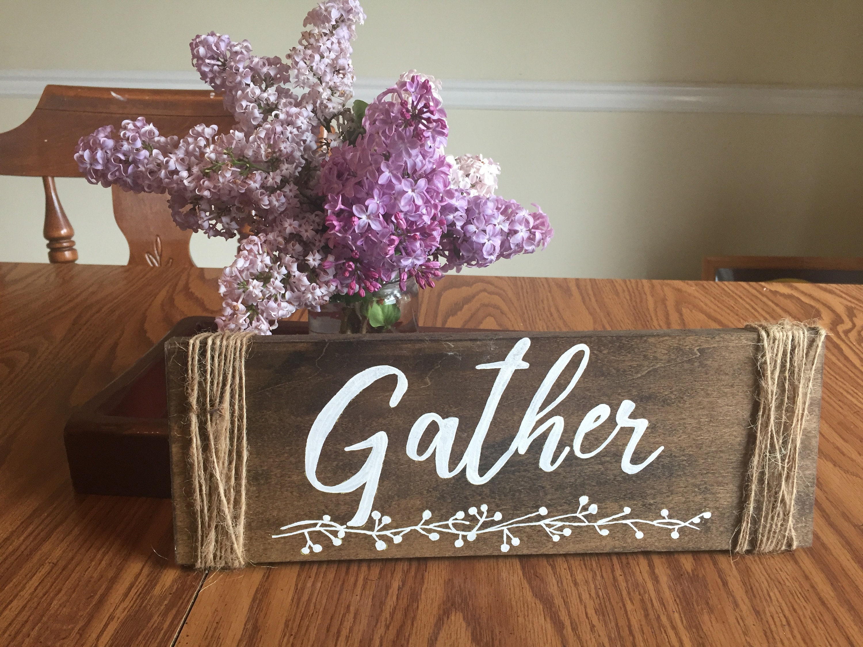 Gather Sign, Rustic Wood Sign, Small Gather Sign, Farmhouse Decor ...