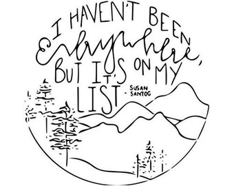 I haven't been everywhere but it's on my list sign, travel decor, world traveler, wooden decor, it's on my list, travel quote, PRINTABLE