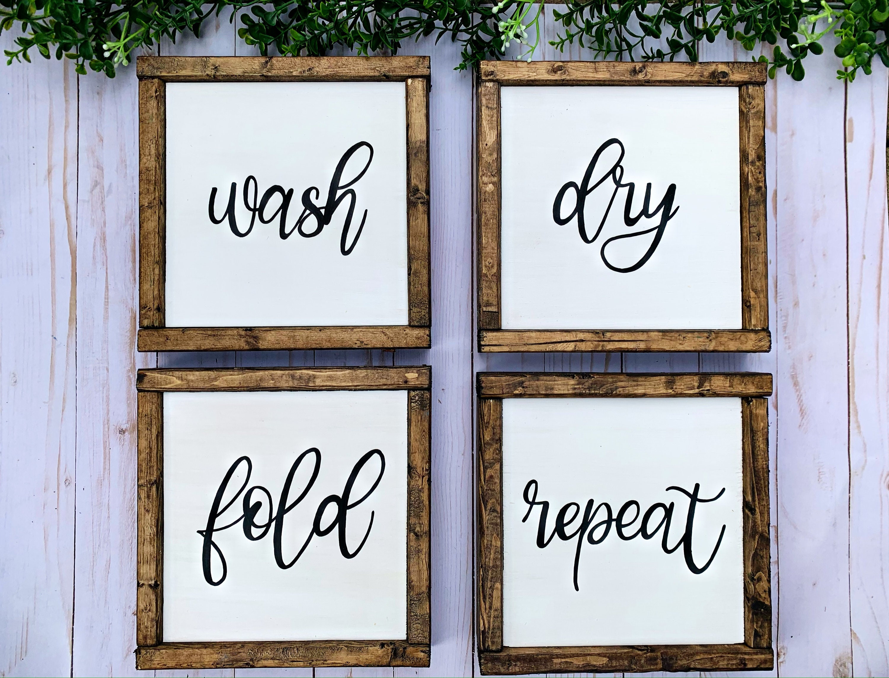 Wash Dry Fold Repeat Laundry Room Wooden Wall Decor Wood | Etsy