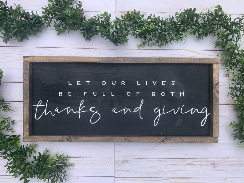 May our lives be filled with Thanks and Giving / Wood Sign / Fall Signs / Autumn Wooden Sign / Thanksgiving Wall Art / Fall Wooden Sign image 1