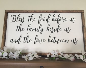 Bless the Food Before us The Family Beside us and the Love Between us Amen, dining Room Sign, rustic Kitchen Art, christian home decor