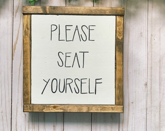 Please seat yourself wood sign, farmhouse sign, rustic home decor, bathroom sign, bathroom decor, farmhouse decor, bathroom humor,