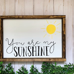 You Are My Sunshine Sign, Framed Wood Signs, Nursery Decor, Nursery Wall Art, Farmhouse Sign, Quotes, Kids Room Wall Art, Kids Room Decor