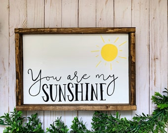 You Are My Sunshine Sign, Framed Wood Signs, Nursery Decor, Nursery Wall Art, Farmhouse Sign, Quotes, Kids Room Wall Art, Kids Room Decor