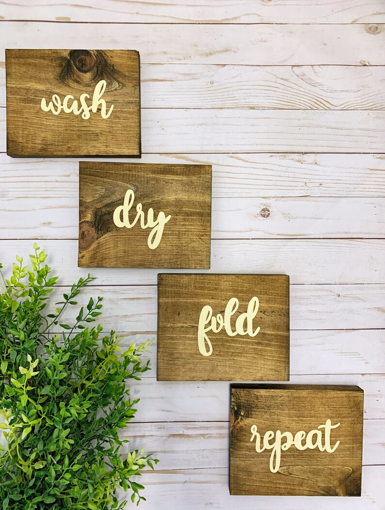 Wash Dry Fold Repeat Laundry Room Wooden Wall Decor Wood Etsy