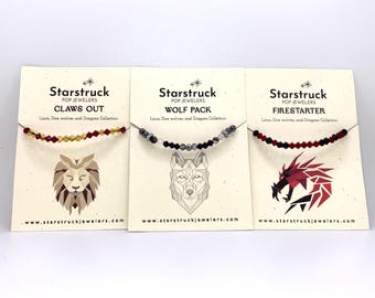 Coleção de pulseiras Leões, lobos gigantes e dragões