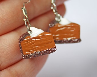 Chocolate Pie Slice Earrings | Realistic Dessert Jewelry | Miniature Food Gift