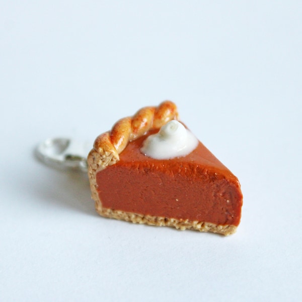 Pumpkin Pie Slice Charm, Polymer Clay Charms, Food Charm, Food Jewelry, Dessert Charm, Gifts for Her, Pumpkin Charm