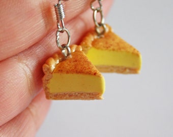 Custard Pie Slice Earrings | Realistic Miniature Bakery Jewelry | Handmade Foodie Gift