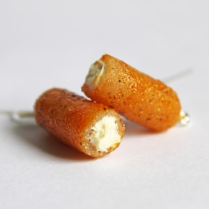 Mozzarella Stick Earrings | Realistic Fried Cheese Jewelry | Quirky Foodie Appetizer Gift