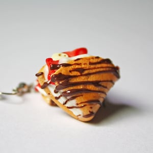 Crepe Earrings, Chocolate Covered Strawberry Banana Crepe, Miniature Food, Polymer Clay Charm, Food Earrings, Pancake Earrings, Food Jewelry