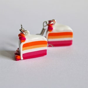 Lesbian Pride Flag Cake Earrings | Rainbow Layer Cake Jewelry | LGBTQ Gift