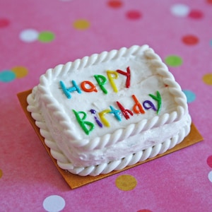 Miniature Birthday Cake, Happy Birthday Cake, Polymer Clay, Miniature Food, Birthday Keepsake, Birthday Keepsake, Cake Topper