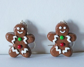 Gingerbread Man Cookie Earrings, Polymer Clay Earrings, Food Earrings, Food Jewelry, Christmas Earrings, Dessert Jewelry, Gifts for Her