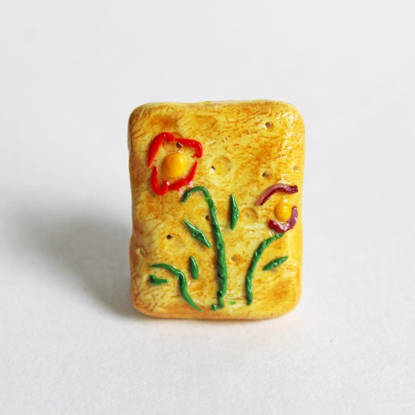 Focaccia Bread Magnet, Polymer Clay Magnets, Focaccia Charm, Kawaii Magnet, Food Magnet, Fridge Magnet, Focaccia Bread Art Magnet