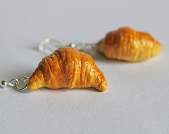 Croissant Earrings, Miniature Food, Polymer Clay Charms, Food Earrings, Kawaii Earrings, Croissant, Pastry Earrings, Croissant Charm