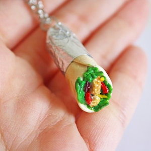 Chicken Wrap Necklace | Polymer Clay Necklace, Kawaii Jewelry | Food Jewelry, Miniature Food Jewelry, Wrap Necklace, Foodie Gift