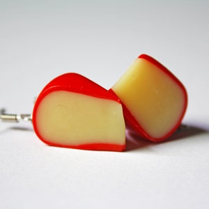 Cheese Earrings, Edam Babybel Cheese Slice Earrings | Polymer Clay Earrings | Food Earrings | Food Jewelry | Foodie Gifts, Cheese Charm,