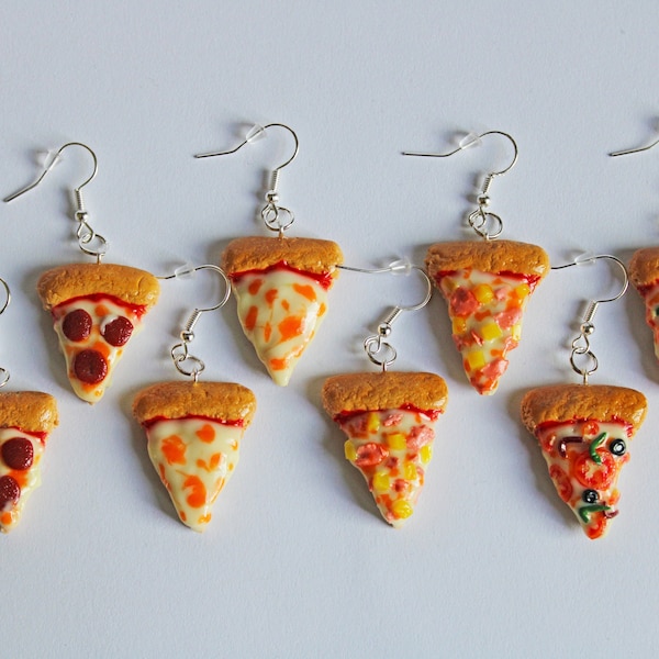 Pizza Slice Earrings, Polymer Clay Earrings, Food Earrings,  Food Jewelry, Miniature Food, Pizza Jewelry, Pizza Charm, Pizza Gift,