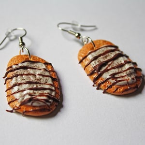 Beaver Tail Canadian Dessert Earrings, Polymer Clay Earrings, Kawaii Jewelry, Food Jewelry, Breakfast Jewelry, Food Earrings, Donut Earrings