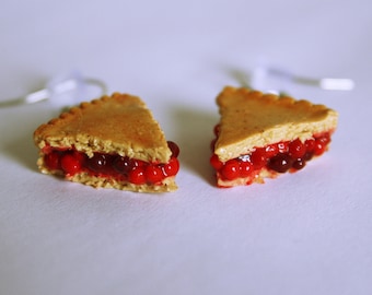 Cherry Pie Slice Earrings | Artisan Miniature Bakery Jewelry | Foodie Gift