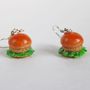 Handmade Chicken Burger Earrings: Miniature Food Jewelry
