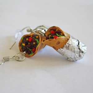 Burrito Earrings | Artisan Miniature Food Jewelry | Realistic Mexican Food Gift