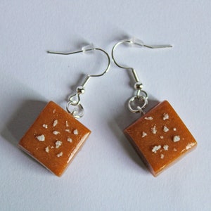 Salted Caramel Earrings, Polymer Clay Earrings, Food Earrings, Food Jewelry, Candy Earrings, Dessert Jewelry, Salted Caramel Charm