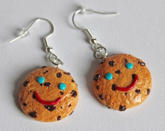 Happy Cookie Inspired Earrings, Polymer Clay Earrings, Food Earrings, Food Jewelry, Foodie Gifts, Dessert Jewelry, Cookie Earrings