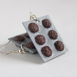 Chocolate Muffin Tray Earrings: Polymer Clay Food Jewelry