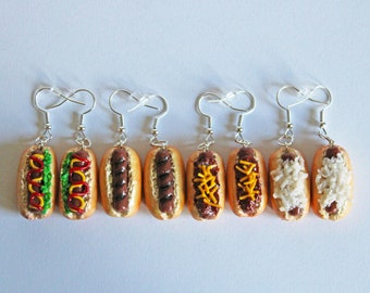 Hotdog Earrings: Miniature Food Jewelry, Polymer Clay Charm