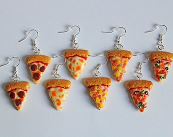 Pizza Slice Earrings, Polymer Clay Earrings, Food Earrings,  Food Jewelry, Miniature Food, Pizza Jewelry, Pizza Charm, Pizza Gift,