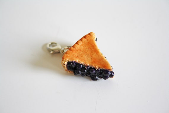 Blueberry Pie Charm, Polymer Clay Charm, Food Charm, Food Jewelry