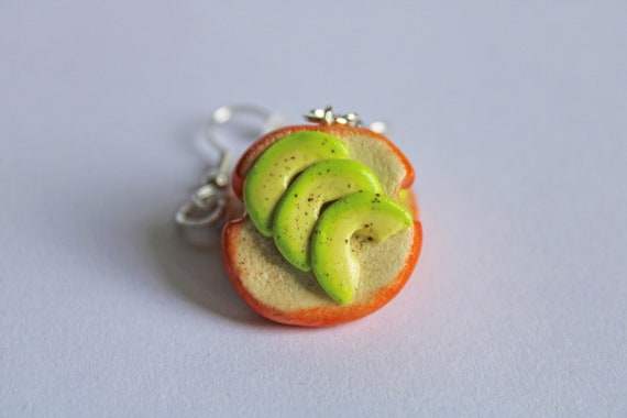 Avocado Slices on Toast Earrings Polymer Clay Earrings Avocado Earrings Miniature Food Food Jewelry Avocado Jewelry Avocado Charm Etsy
