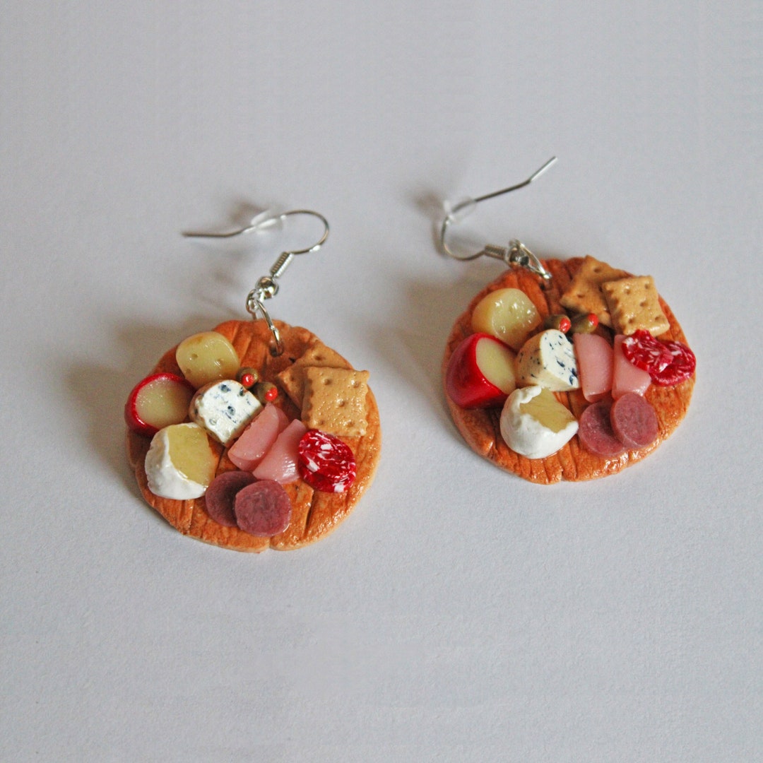 Charcuterie Board Earrings, Polymer Clay Earrings, Food Earrings, Food Jewelry, Food Earrings, Cheese Jewelry, Cheese Earrings, Cheese - Etsy