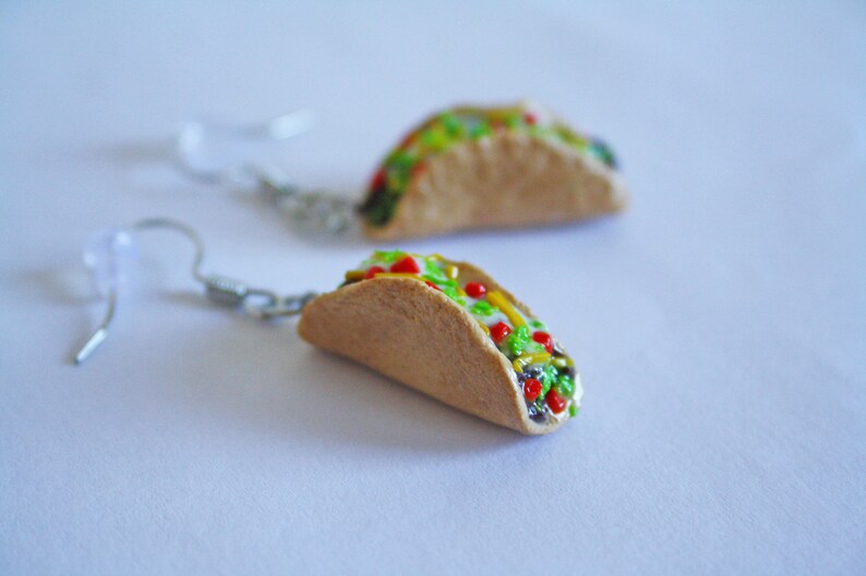 Taco Earrings Miniature Food Polymer Clay Charms Food Etsy