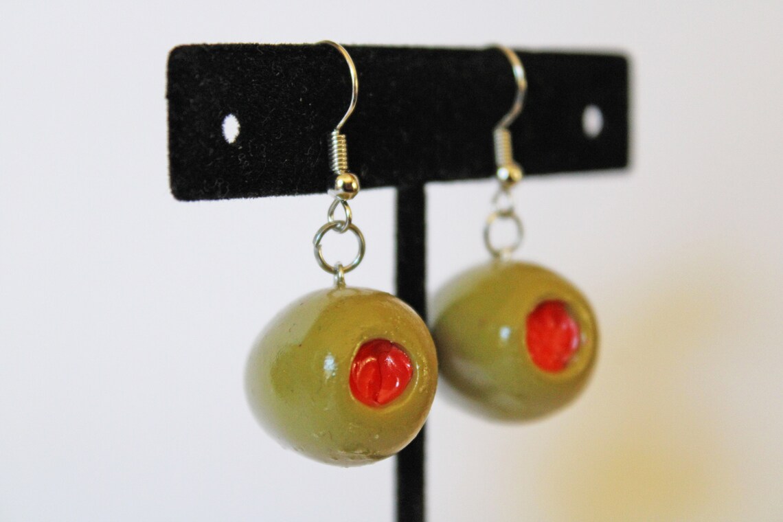 Stuffed Olive Earrings Olive Earrings Polymer Clay Earrings Etsy