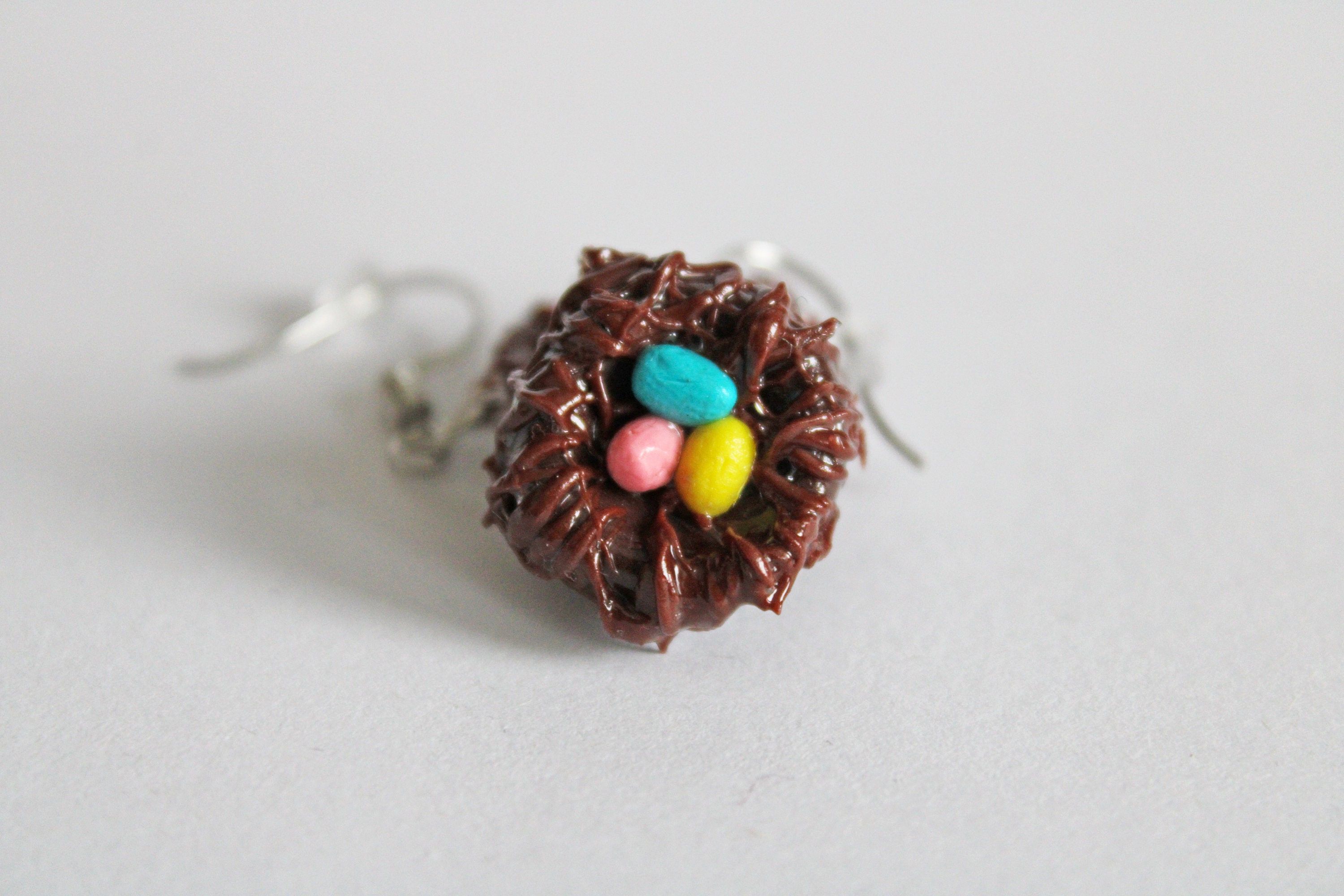 Easter Egg Nest Earrings, Polymer Clay Earrings, Polymer Easter Egg Nest Earrings, Polymer Clay Earrings, Polymer