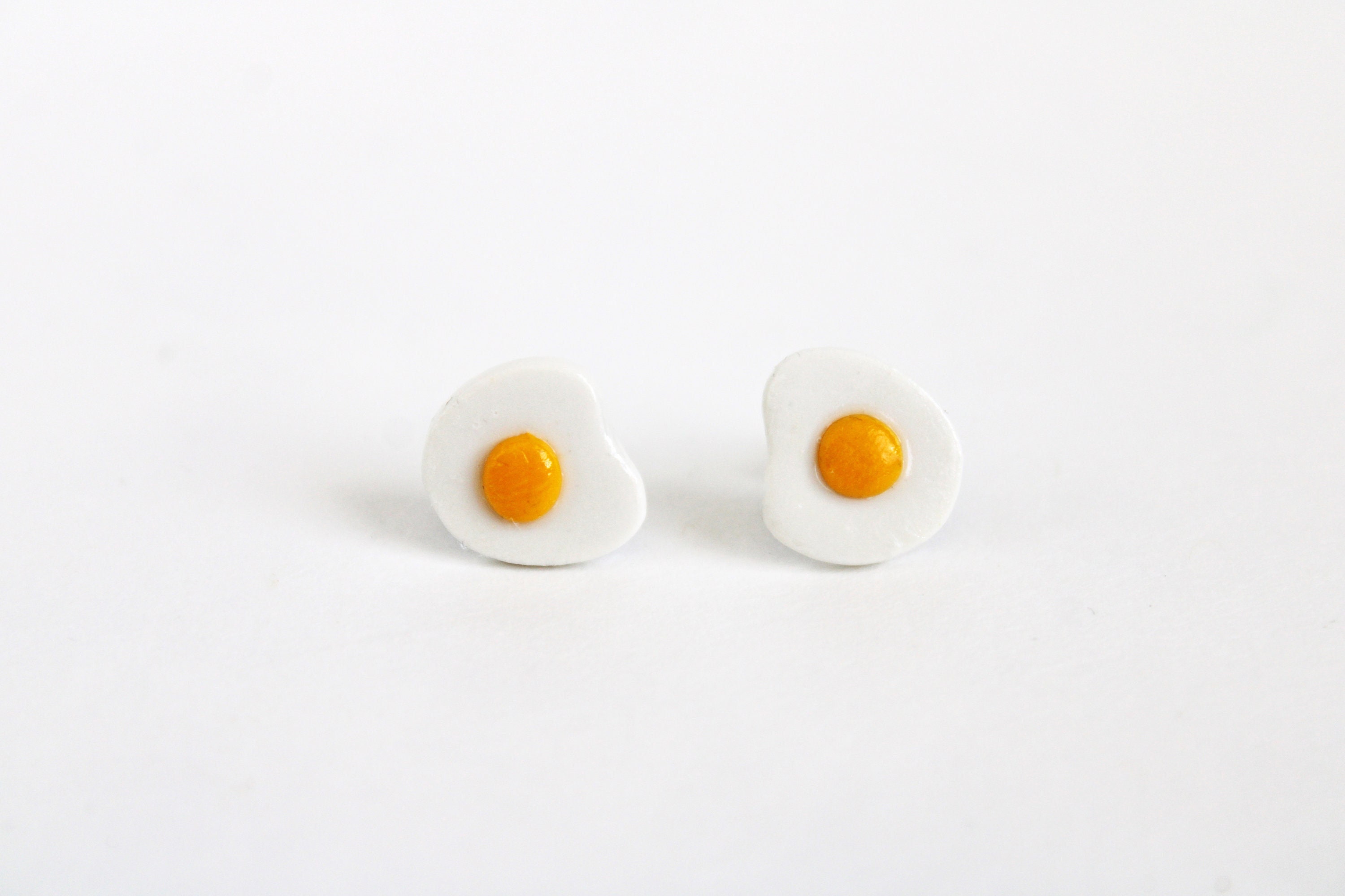 Small Egg Earrings, Small Fried Egg Earrings, Fried Egg