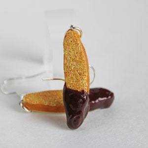 Chocolate Dipped Biscotti Earrings: Polymer Clay Food Jewelry