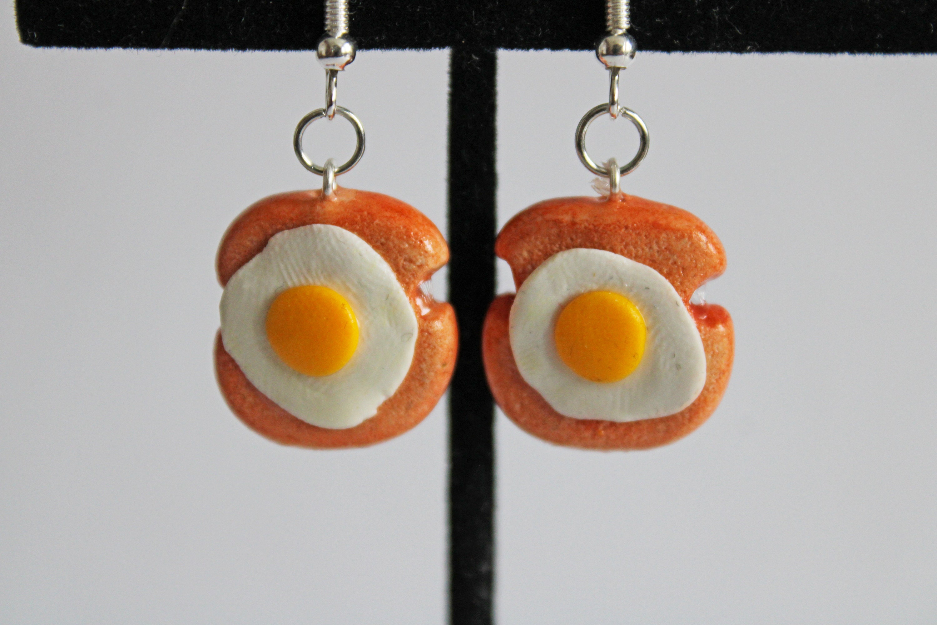Egg Stud Earrings, Miniature Food, Polymer Clay Charms, Food