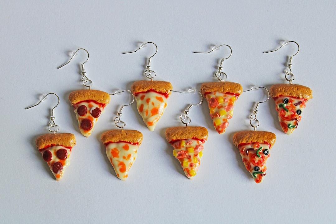 Pizza Slice Earrings, Polymer Clay Earrings, Food Earrings, Food