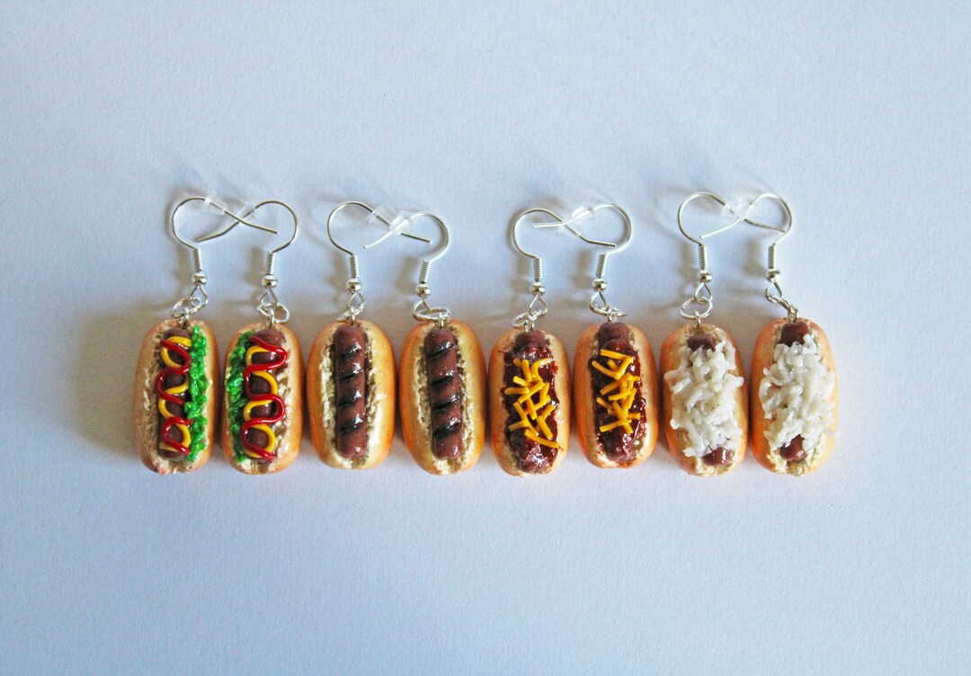 Hotdog Earrings Polymer Clay Earrings Food Earrings Hotdog Etsy