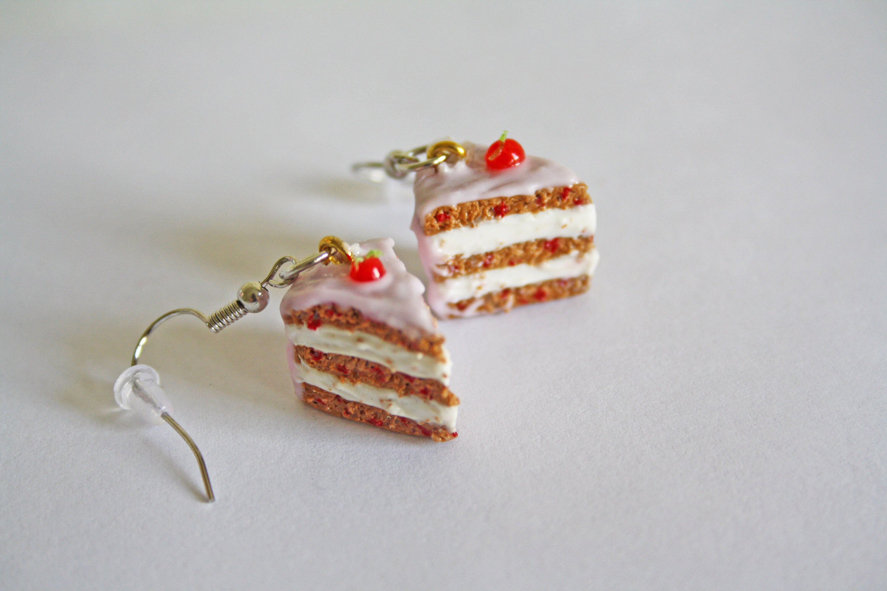 Strawberry Cake Slice Earrings Polymer Clay Earrings Food Etsy