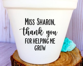 Thank You For Helping Me Grow | Personalized Teacher Name Gift | Custom Christmas Gift for Teacher | Daycare Gift | Nanny Gift | Mentor