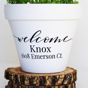 Welcome with Last Name and Address, address planter, realtor closing gift, new homeowner gift, new home gift, new house