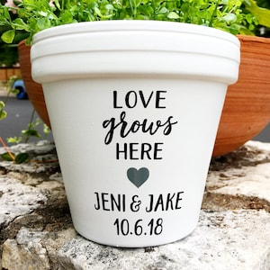 Love Grows Here Pot | 9th anniversary gift | Personalized Flower Pot | 9 year anniversary | Anniversary Gift | Newly Engaged Gift