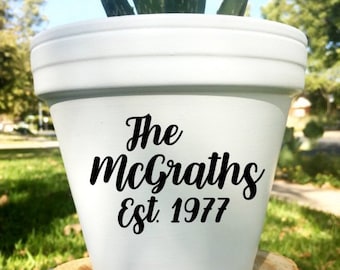 Family Name & Established Year - custom wedding gift - wedding gift - anniversary - custom gift - personalized pot - Knox Pots - custom pot