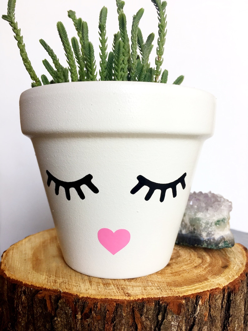 FacePlanter™ cute flower pot pot with face eyelashes Etsy