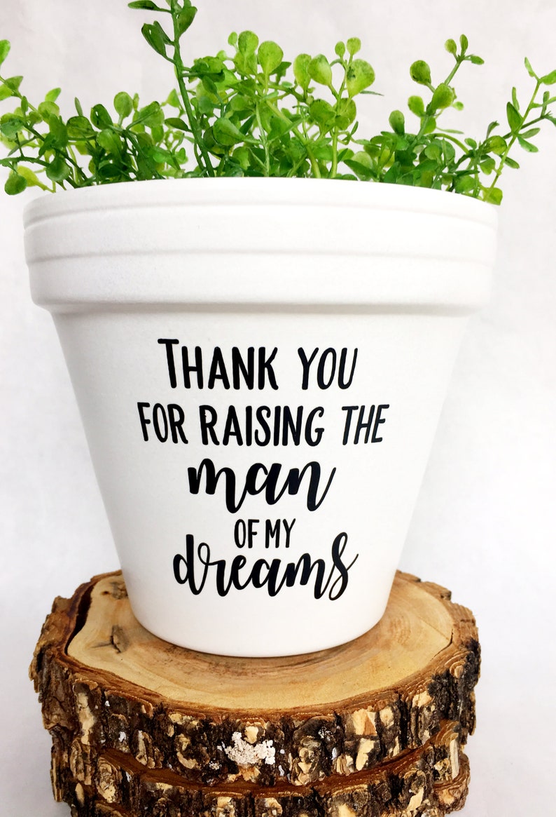 mother of the groom gift from bride, thank you for raising the man of my dreams, planter, mother in law gift image 2